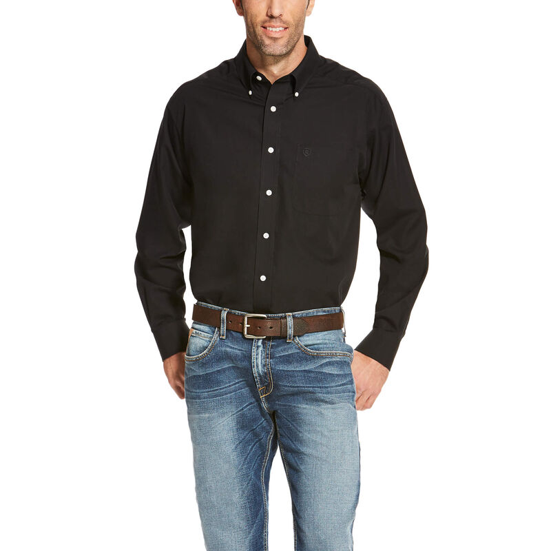 Camisas Ariat Wrinkle Free Solid Negras Hombre - Chile 027-QXUDLC